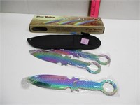 Set of 3 New Throwing Kives and Sheath