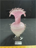 Art Glass Pink Swirl Vase