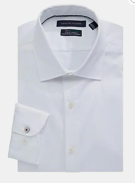 NEW $95 (34/35) Tommy Hilfiger White Dress Shirt
