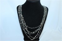 Multi-Strand Silver Toned Fashion Necklace