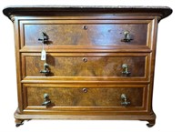 19thC Victorian Walnut Marble Top Dresser
