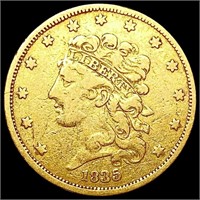 1835 $5 Gold Half Eagle NICELY CIRCULATED