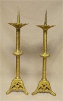 Gothic Revival Brass Altar Candle Prickets.