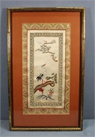 Framed Embroidered Silk Panel