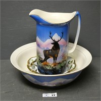 Large Hand Painted Stag Pitcher - Bowls - Etc