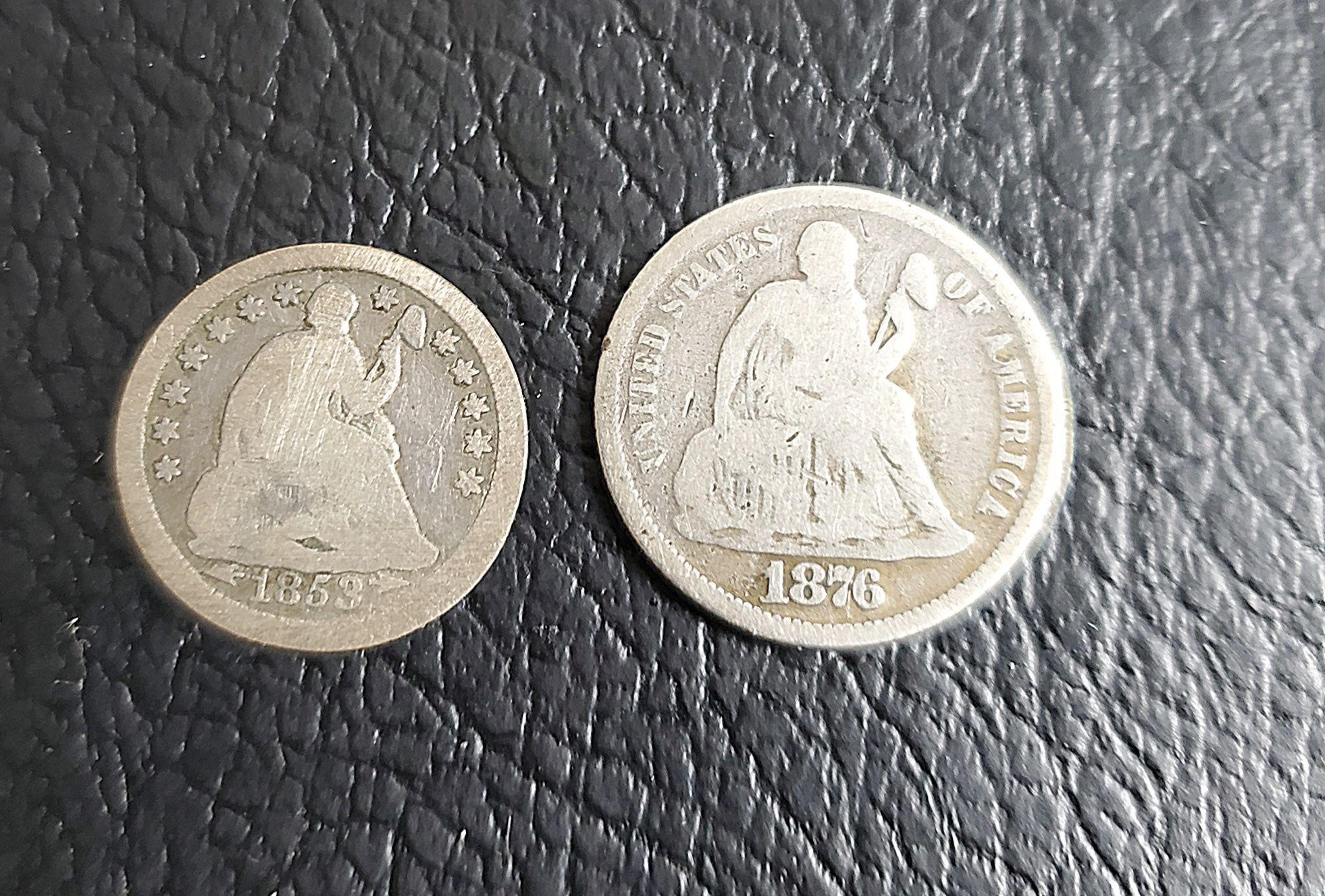 Silver Seated Liberty Dime and Half Dime