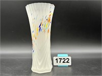 6" MCM Frosted Color Splatter Vase