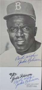 Jackie Robinson Signed Postcard & Business Card
