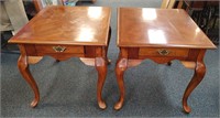 Pair of Matching Oak or Walnut End Tables