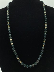 MALICHITE AND GOLD BEADED NECKLACE 33"