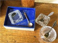 2 Cambridge salts spoons one in box plus 1 more