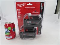 2 batteries neuves Milwaukee Red Lithium XC 5.0