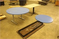 (2) ROUND TABLES WITH (2) SQUARE