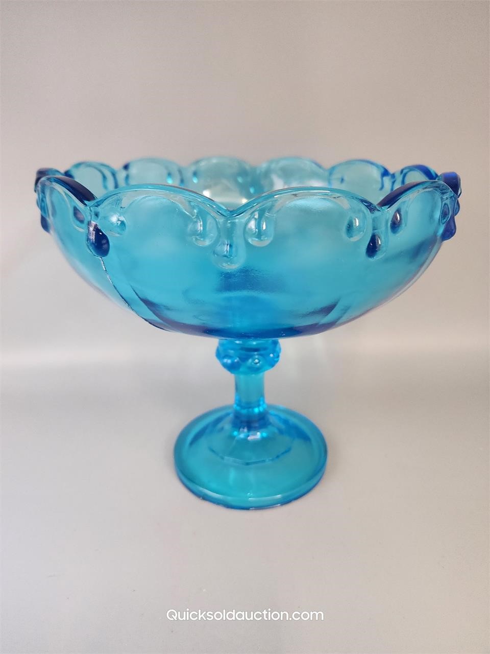 Blue Indiana Glass Triple Teardrop Pedestal Bowl