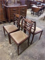Inlaid Mahogany and Velour Ladder Back Side chairs