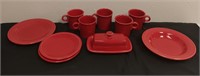 Fiesta Scarlet Plates, Mugs, Bowl, XL Butter Dish