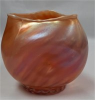 Dugan Peach Opal Swirl Pinch 4" T Vase