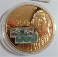 2" George Washington FRN Coin, Gold Plated