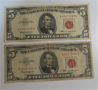 TWO (2) 1963 $5 U.S. Notes