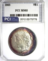 1923 Peace PCI MS65 Colorful Rim