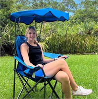 LET'S CAMP Chair w/ Shade  350 LBS  Light Blue