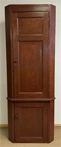 SIGNIFICANT 1800'S 2PC COUNTRY PINE CORNER CABINET