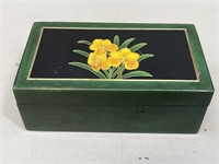 Asian Green Lacquer Jewelry Trinket Dresser Box