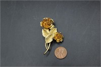 Vintage 12K GF Gold Rose Brooch