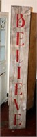 Tall "Believe" Wood Christmas Typography Sign