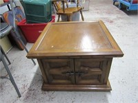 Vintage wood side table cabinet.
