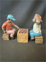 Boys Playing Checkers Figurine