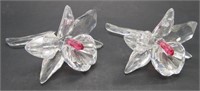 Pair of SWAROVSKI Crystal Flower Figurines