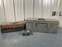1-Plastic Tool Box, 1-Metal Tackle Box, Case