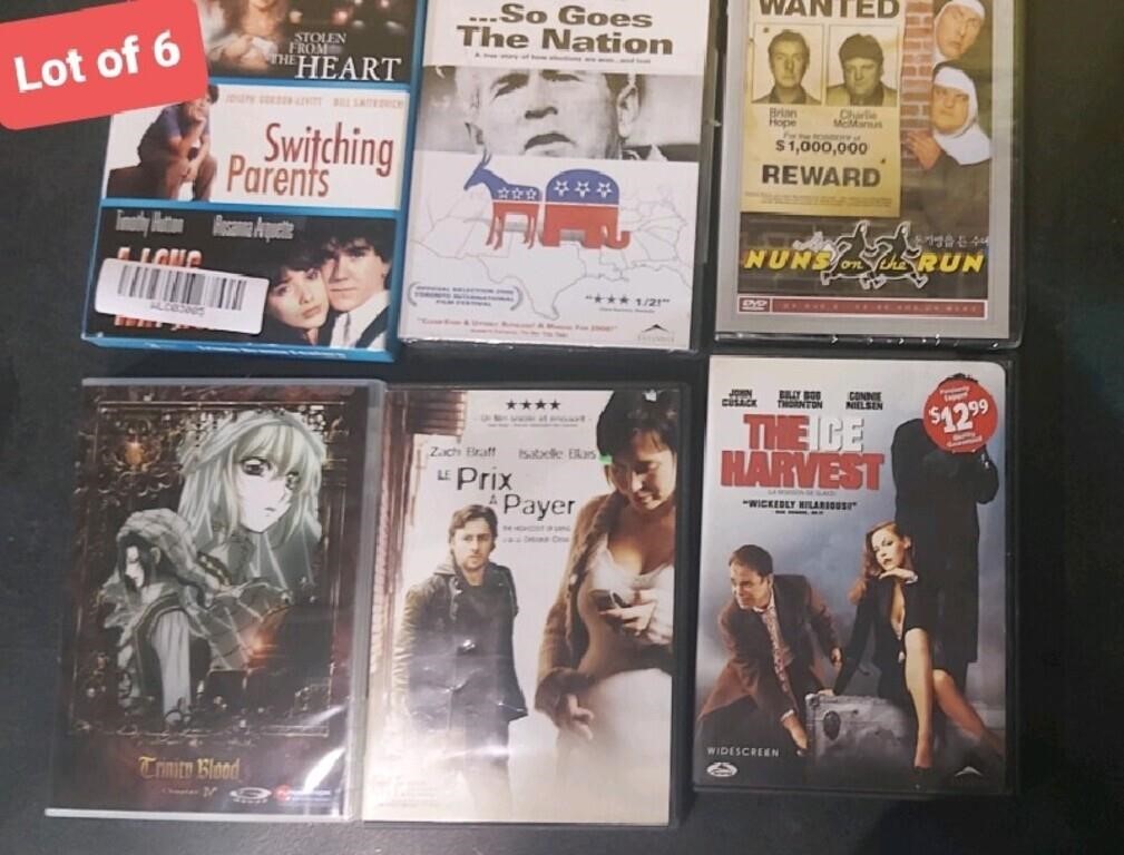 Lot of 6 various movies different genres and actor