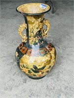 Gold tone 24" tall porcelain vase