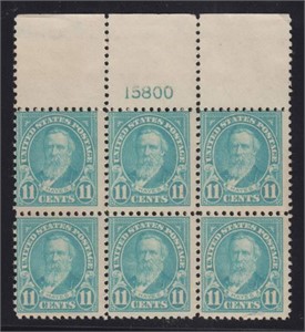 US Stamps #563 Mint NH Plate Block of 6, CV $70