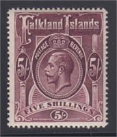 Falkland Islands Stamps #38 Mint LH 5 Shilling plu