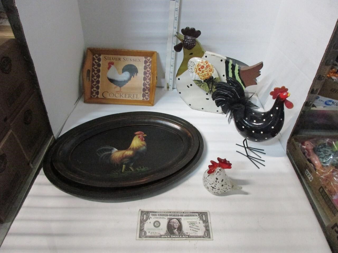 Vintage chicken items Blown and Painted