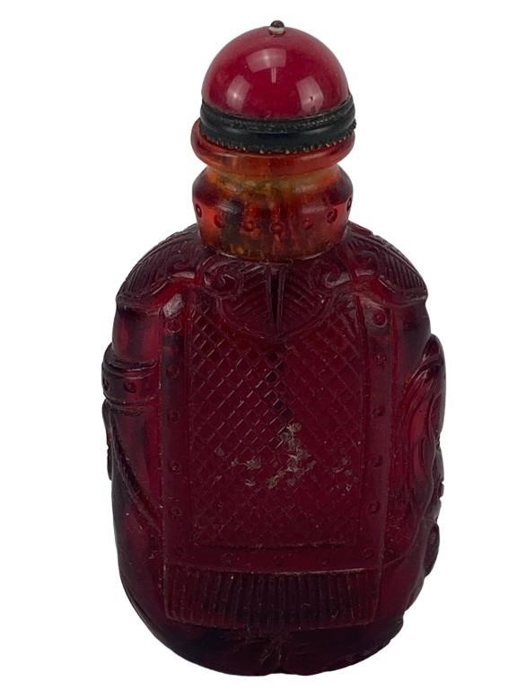 Red Chinese Glass Snuff Bottle