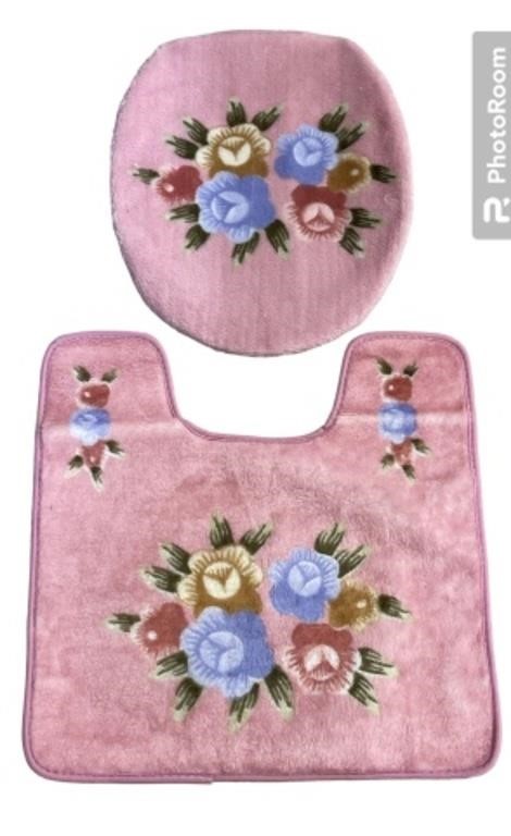 New bathroom rug toilet seat cover floral
