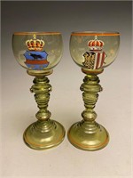 Pair of Theresienthal Armorial Historismus Goblets