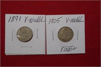 1891 & 1905 V-Nickels