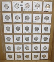 30 - Mercury silver dimes, 1945's