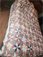 69x72 vintage quilt pink and gray has some wear