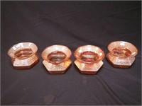 Four marigold carnival glass spittoons