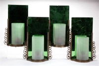 ART DECO METAL AND GLASS ELECTRIC WALL SCONCES,