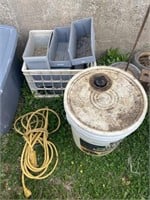 Electric Cord, 1/2 Bucket of Hydraulic Oil and