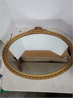 Oval Wood Gold Framed Mirror
