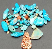 Small Collection of Turquoise & Coral Beads