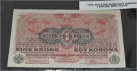 1916 Austria Hungary Empire 1 Krone WW1